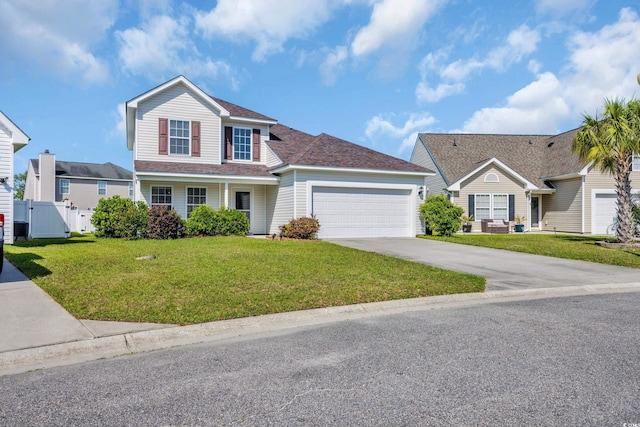381 Winslow Ave, Myrtle Beach, SC 29588 - traditional-style house with concrete driveway, roof with shingles, an attached garage, and a front yard