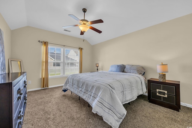 381 Winslow Ave, Myrtle Beach, SC 29588 - bedroom with baseboards, visible vents, carpet, and lofted ceiling