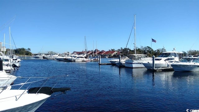 dock area featuring a water view