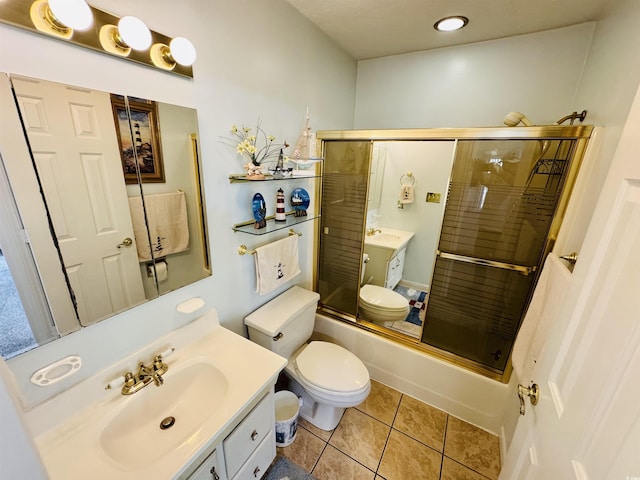 801 Talbot Cir, Myrtle Beach, SC 29577 - full bath with vanity, toilet, tile patterned floors, shower / bath combination with glass door, and recessed lighting