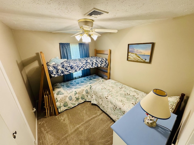 801 Talbot Cir, Myrtle Beach, SC 29577 - bedroom featuring carpet, a textured ceiling, and ceiling fan