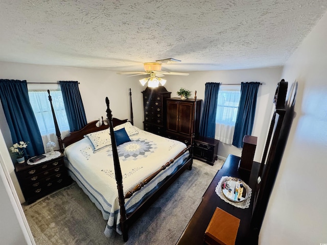 801 Talbot Cir, Myrtle Beach, SC 29577 - bedroom featuring carpet floors, a textured ceiling, and ceiling fan