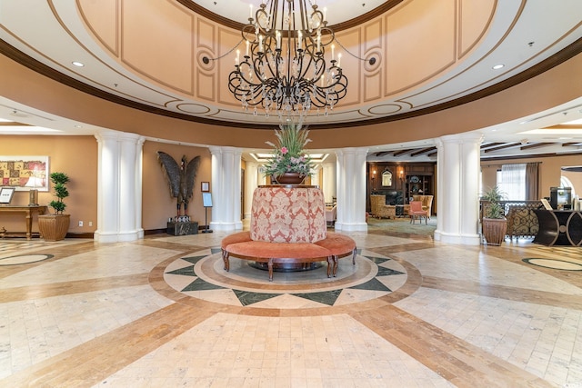 8121 Amalfi Pl Unit 4-801, Myrtle Beach, SC 29572 - common area featuring recessed lighting, a high ceiling, and crown molding