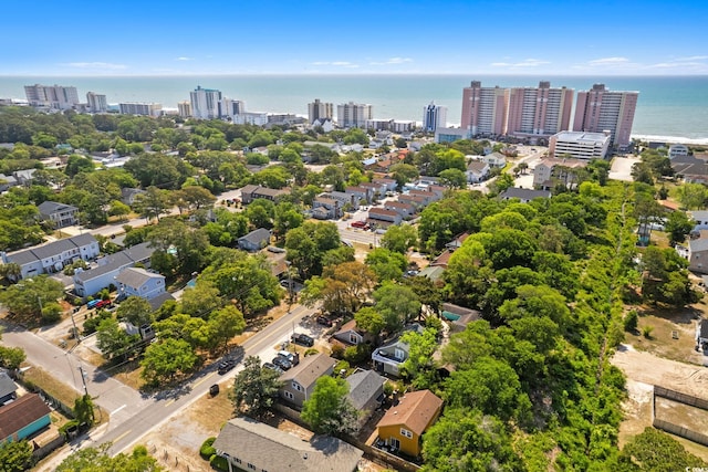 aerial view with a water view and a view of city