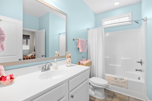 1048 Longwood Bluffs Cir, Murrells Inlet, SC 29576 - bathroom with tile patterned floors, toilet, shower / bath combo, and vanity