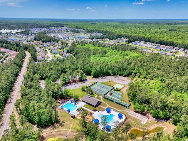 1048 Longwood Bluffs Cir, Murrells Inlet, SC 29576 - aerial view of property's location with a pool area and a heavily wooded area