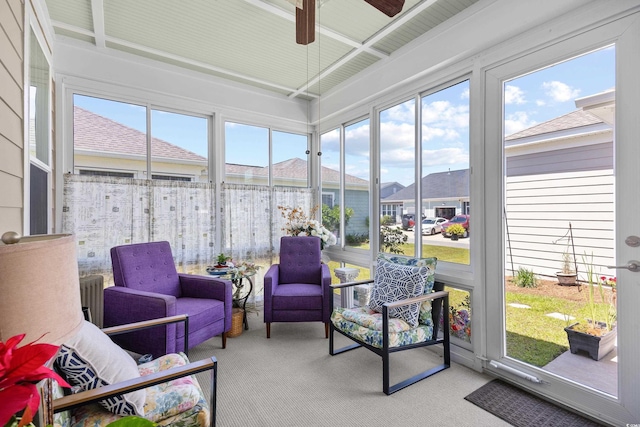 1048 Longwood Bluffs Cir, Murrells Inlet, SC 29576 - sunroom featuring carpet, a ceiling fan, and healthy amount of natural light