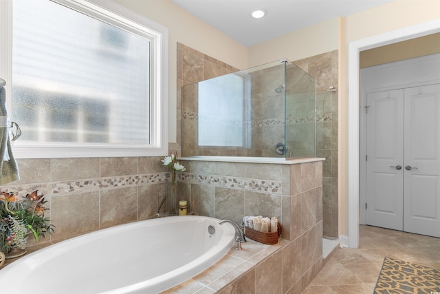 2089 Suncrest Dr, Myrtle Beach, SC 29577 - bathroom featuring recessed lighting, walk in shower, and a bath