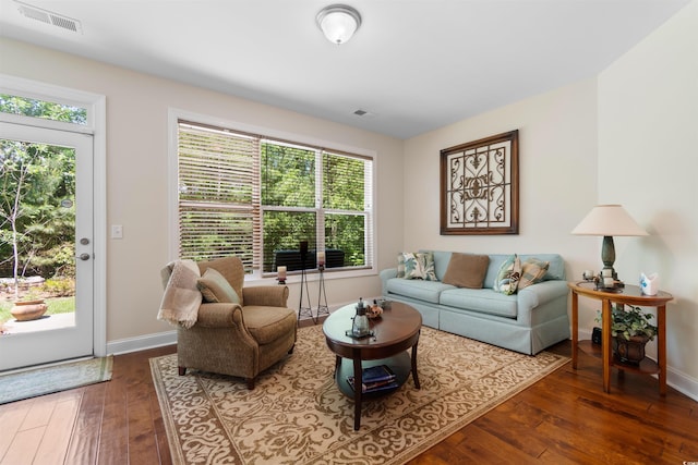 2089 Suncrest Dr, Myrtle Beach, SC 29577 - living room featuring baseboards, visible vents, plenty of natural light, and hardwood / wood-style floors