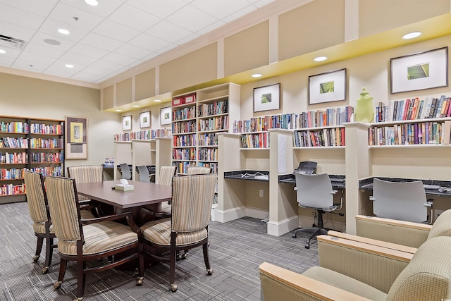 2089 Suncrest Dr, Myrtle Beach, SC 29577 - office area featuring built in study area, carpet flooring, visible vents, and recessed lighting