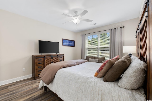 179 Hyacinth Loop, Murrells Inlet, SC 29576 - bedroom featuring baseboards, visible vents, a ceiling fan, and wood finished floors