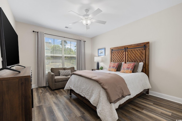 179 Hyacinth Loop, Murrells Inlet, SC 29576 - bedroom featuring baseboards, a ceiling fan, visible vents, and dark wood finished floors