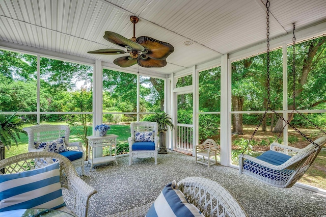 402 E Broad St, Hemingway, SC 29554 - sunroom featuring a ceiling fan and healthy amount of natural light