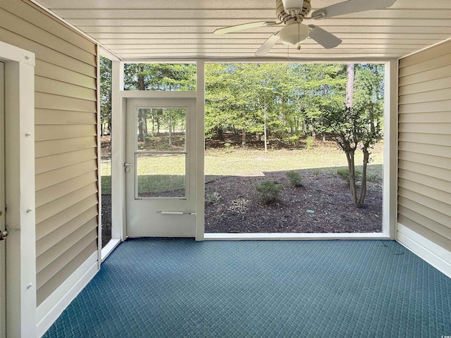 1041 Blue Stem Dr Unit 37A, Pawleys Island, SC 29585 - unfurnished sunroom featuring a ceiling fan