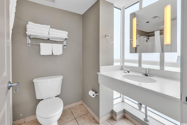107 S Ocean Blvd Unit 1001, Myrtle Beach, SC 29577 - full bathroom featuring toilet, a sink, tile patterned floors, visible vents, and baseboards