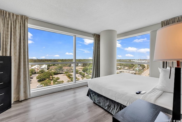 107 S Ocean Blvd Unit 1001, Myrtle Beach, SC 29577 - bedroom featuring light wood finished floors, a textured ceiling, and multiple windows