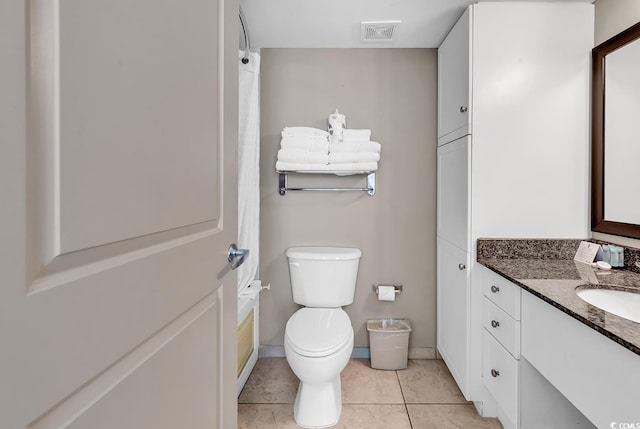 107 S Ocean Blvd Unit 1001, Myrtle Beach, SC 29577 - bathroom featuring toilet, baseboards, visible vents, tile patterned floors, and vanity