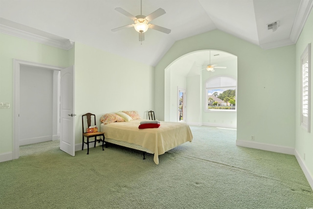 220 Waterfall Cir, Little River, SC 29566 - carpeted bedroom featuring crown molding, lofted ceiling, and baseboards