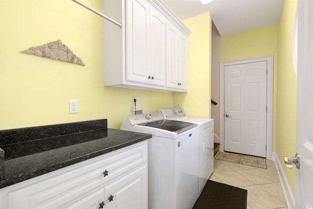 220 Waterfall Cir, Little River, SC 29566 - laundry room with cabinet space, washer and clothes dryer, baseboards, and light tile patterned floors