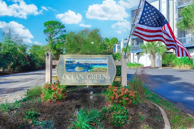 view of community sign