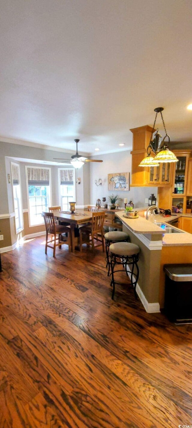 1717 Perdiz Covey Ct, Myrtle Beach, SC 29588 - dining area featuring dark wood-style floors, crown molding, recessed lighting, and baseboards