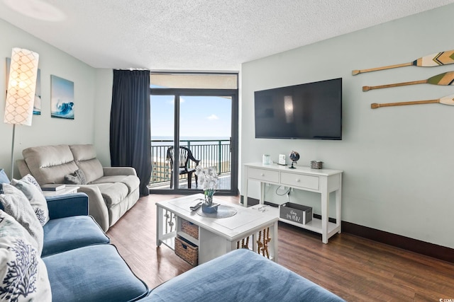 205 74th Ave N Unit 1104, Myrtle Beach, SC 29572 - living room with wood finished floors, a textured ceiling, and baseboards