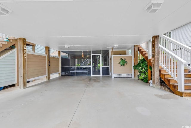 view of patio / terrace featuring stairs