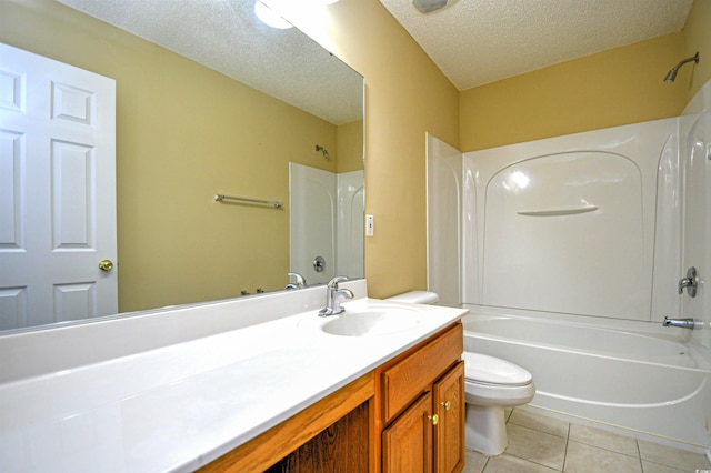 6172 Catalina Dr Unit 214, North Myrtle Beach, SC 29582 - full bathroom featuring toilet, vanity, a textured ceiling, tile patterned flooring, and shower / tub combination