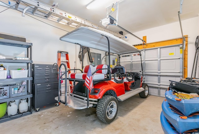 garage with a garage door opener