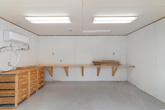 4067 Ridgewood Dr, Conway, SC 29526 - basement featuring a workshop area and a wall mounted air conditioner