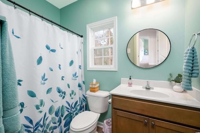 250 Ole Maple St, Loris, SC 29569 - full bath with vanity, toilet, and a shower with shower curtain