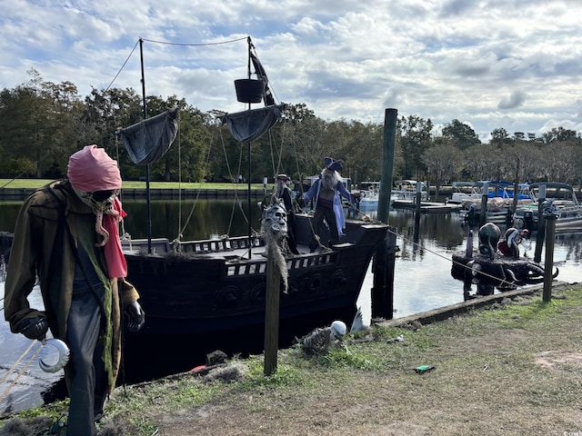 dock area featuring a water view