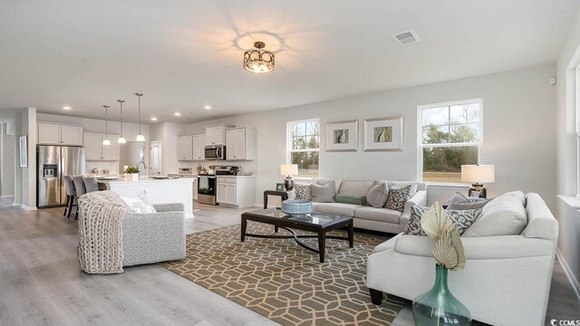 733 Choctaw Dr, Conway, SC 29526 - living room with light wood-style flooring and recessed lighting
