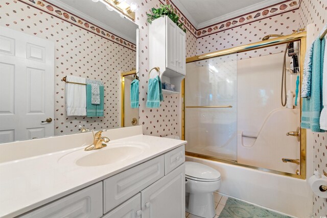 4429 Turtle Ln Unit 3A, Little River, SC 29566 - bathroom with crown molding, wallpapered walls, and vanity
