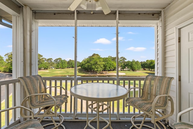 4429 Turtle Ln Unit 3A, Little River, SC 29566 - sunroom featuring view of golf course and a ceiling fan