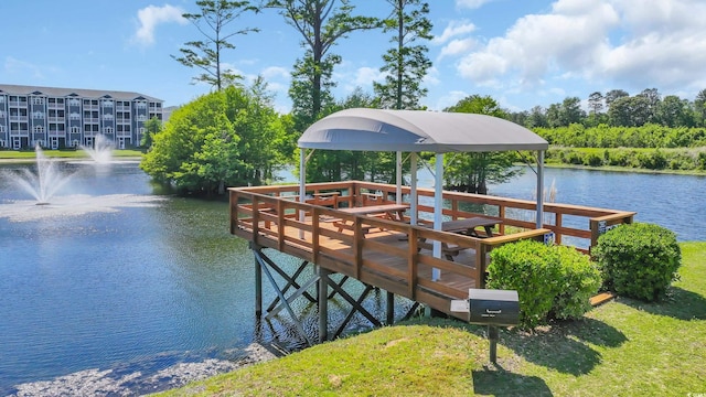 dock area featuring a water view
