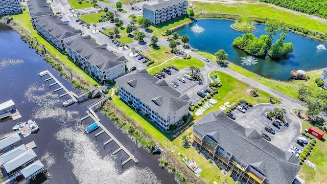 bird's eye view featuring a water view