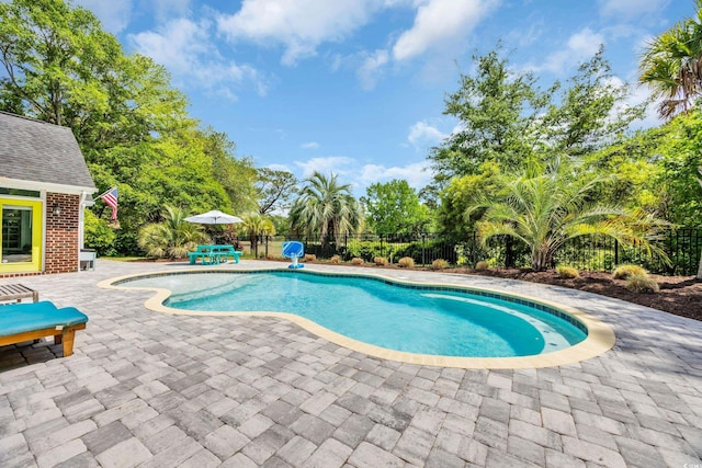 1203 Crooked Oak Dr, Pawleys Island, SC 29585 - view of swimming pool with a patio area, a fenced in pool, and fence