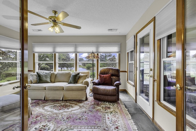 552 Enoree Ct, Myrtle Beach, SC 29588 - sunroom with a water view, baseboards, french doors, and visible vents