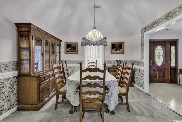 552 Enoree Ct, Myrtle Beach, SC 29588 - dining area featuring wallpapered walls, a wealth of natural light, and a chandelier