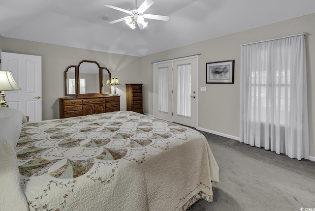 552 Enoree Ct, Myrtle Beach, SC 29588 - bedroom with vaulted ceiling, ceiling fan, carpet floors, and baseboards