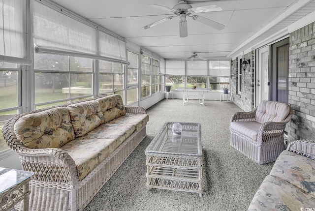 552 Enoree Ct, Myrtle Beach, SC 29588 - sunroom featuring an outdoor living space and a ceiling fan