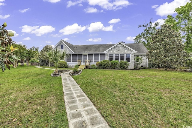 552 Enoree Ct, Myrtle Beach, SC 29588 - view of front of house featuring a front yard and a sunroom