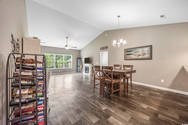 103 Teal Ct, Myrtle Beach, SC 29588 - dining room featuring wood finished floors, vaulted ceiling, baseboards, and a chandelier