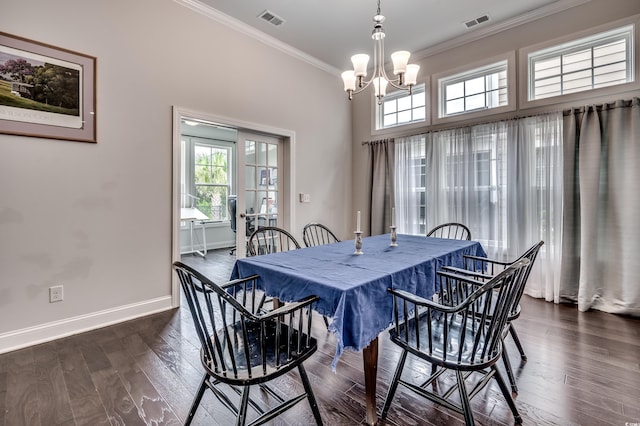 1286 Culbertson Ave, Myrtle Beach, SC 29577 - dining room featuring a chandelier, ornamental molding, and dark wood-style flooring