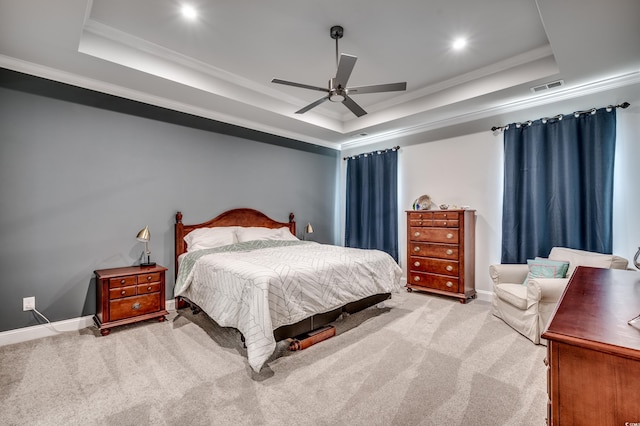 1286 Culbertson Ave, Myrtle Beach, SC 29577 - carpeted bedroom featuring a raised ceiling, crown molding, ceiling fan, and recessed lighting