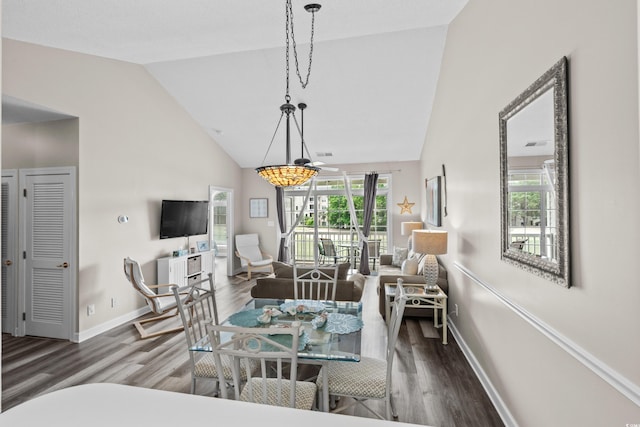 5751 Oyster Catcher Dr Unit 334, North Myrtle Beach, SC 29582 - dining area featuring wood finished floors and high vaulted ceiling