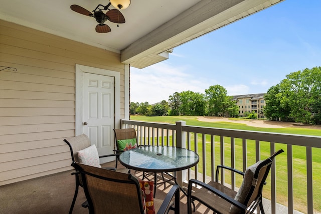 5751 Oyster Catcher Dr Unit 334, North Myrtle Beach, SC 29582 - balcony featuring a ceiling fan and view of golf course