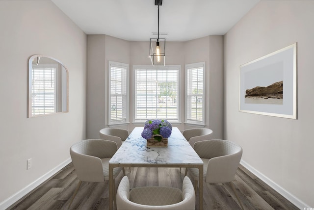 383 Hayloft Cir, Conway, SC 29526 - dining space with dark wood finished floors and baseboards