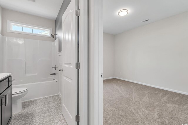 383 Hayloft Cir, Conway, SC 29526 - bathroom featuring vanity, toilet,  shower combination, and baseboards